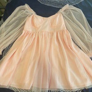 NWT: Eloquii Dress, Size 16, Pink with Sheer sleeves